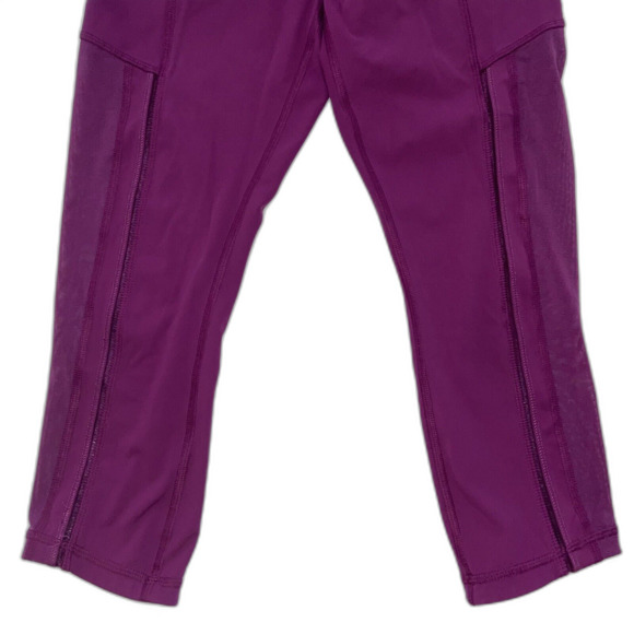 LULULEMON Hot To Street Crop Leggings Mesh Regal Plum Pink Magenta Size 4 - Picture 2 of 9